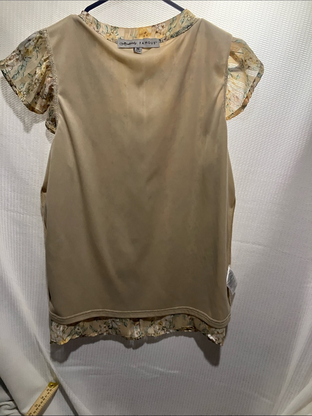 Absolutely Famous Yellow Floral Tie-Neck Ruffle Sleeve Blouse - Picture 7 of 9
